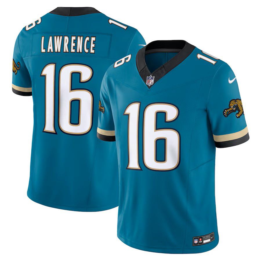 Men Jacksonville Jaguars #16 Trevor Lawrence Green Nike Throwback Vapor F.U.S.E. Limited NFL Jersey